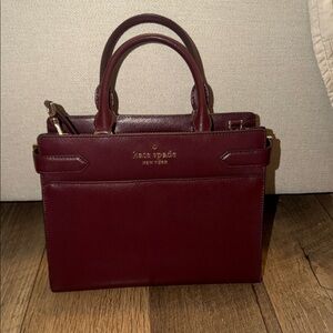 kate spade Wine Leather Top-Handle Satchel with Gold Hardware